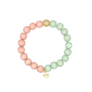 Rachel  Rosa Türkis Holzperle Kristallarmband