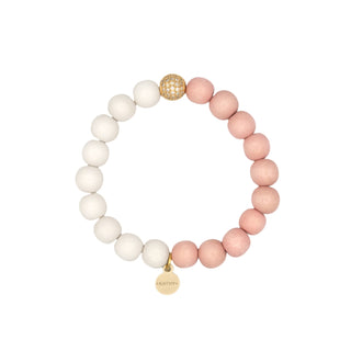 Rachel Weiß Rosa Holzperle Kristallarmband