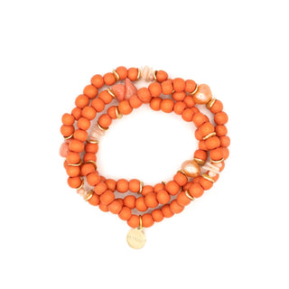 Elise Orange Armband Holzperlen