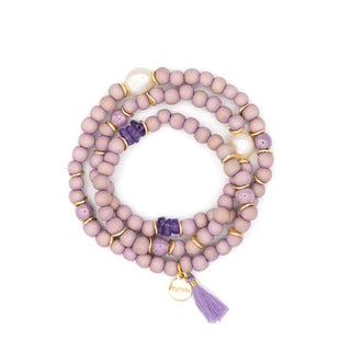 Elise Lila Armband Holzperlen