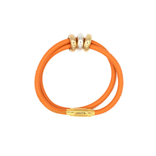 Clara Orange Lederarmband Charmringe