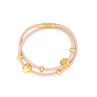 Lucky Rosa Lederarmband Goldcharms