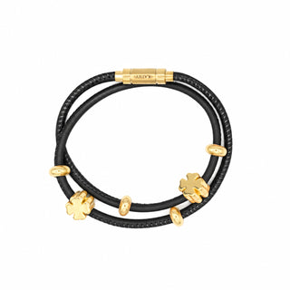 Lucky Lederarmband Goldcharms