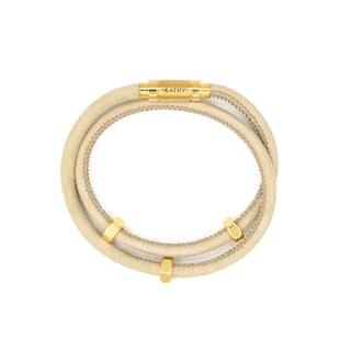 Fabienne Beige Lederarmband Goldcharms