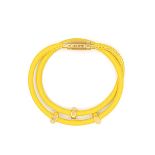 Fabienne Gelb Lederarmband Goldcharms