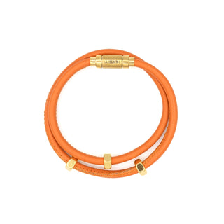 Fabienne Orange Lederarmband Goldcharms