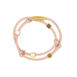 Roxanne Rosa Lederarmband Goldwürfel