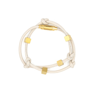 Roxanne Weiß Lederarmband Goldwürfel