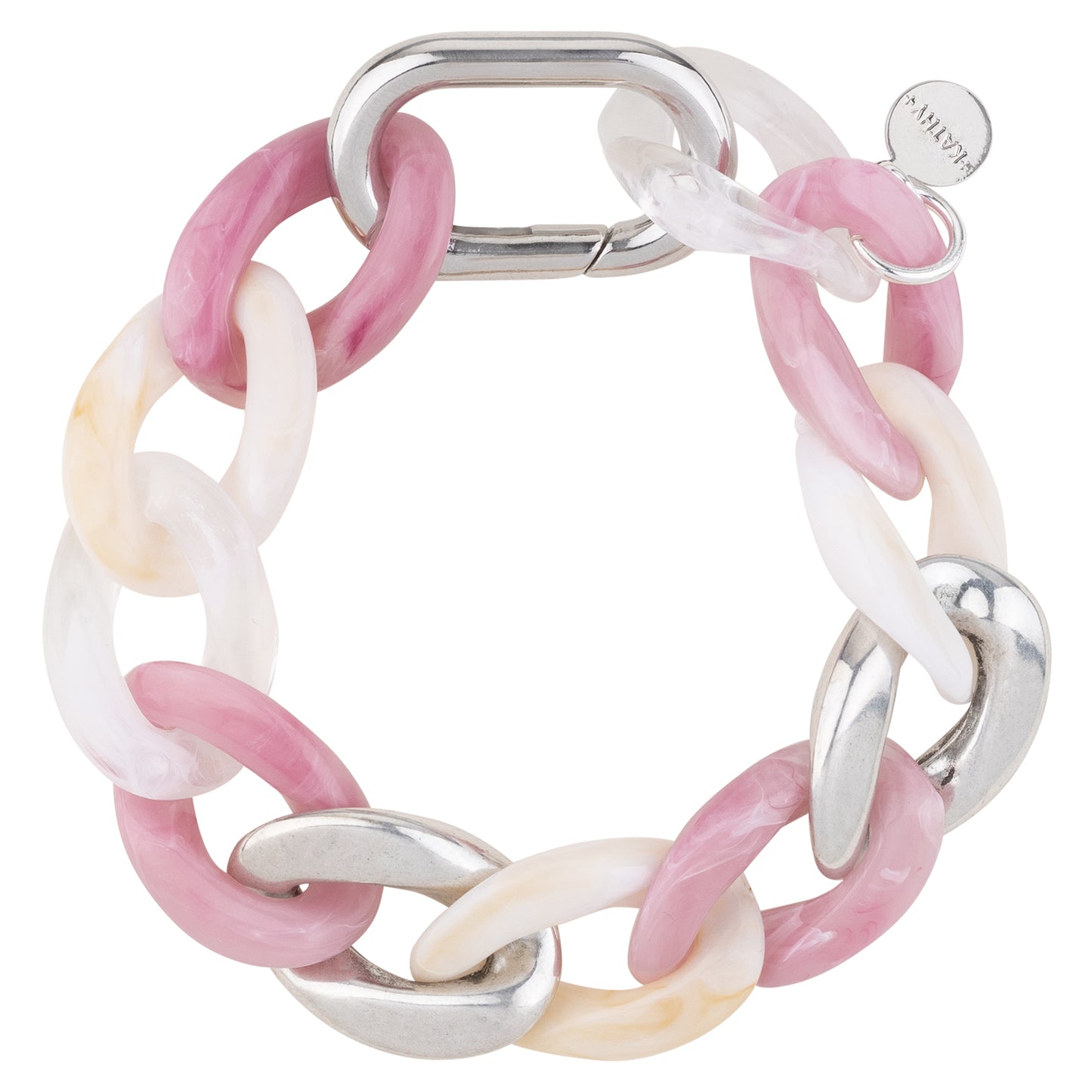 Classic Pink Pattern Silver Bracelet