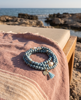 Elise Meeresblau Armband Holzperlen