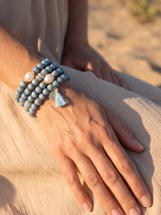 Elise Meeresblau Armband Holzperlen
