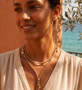 Dolce vita Lederhalskette Taupe