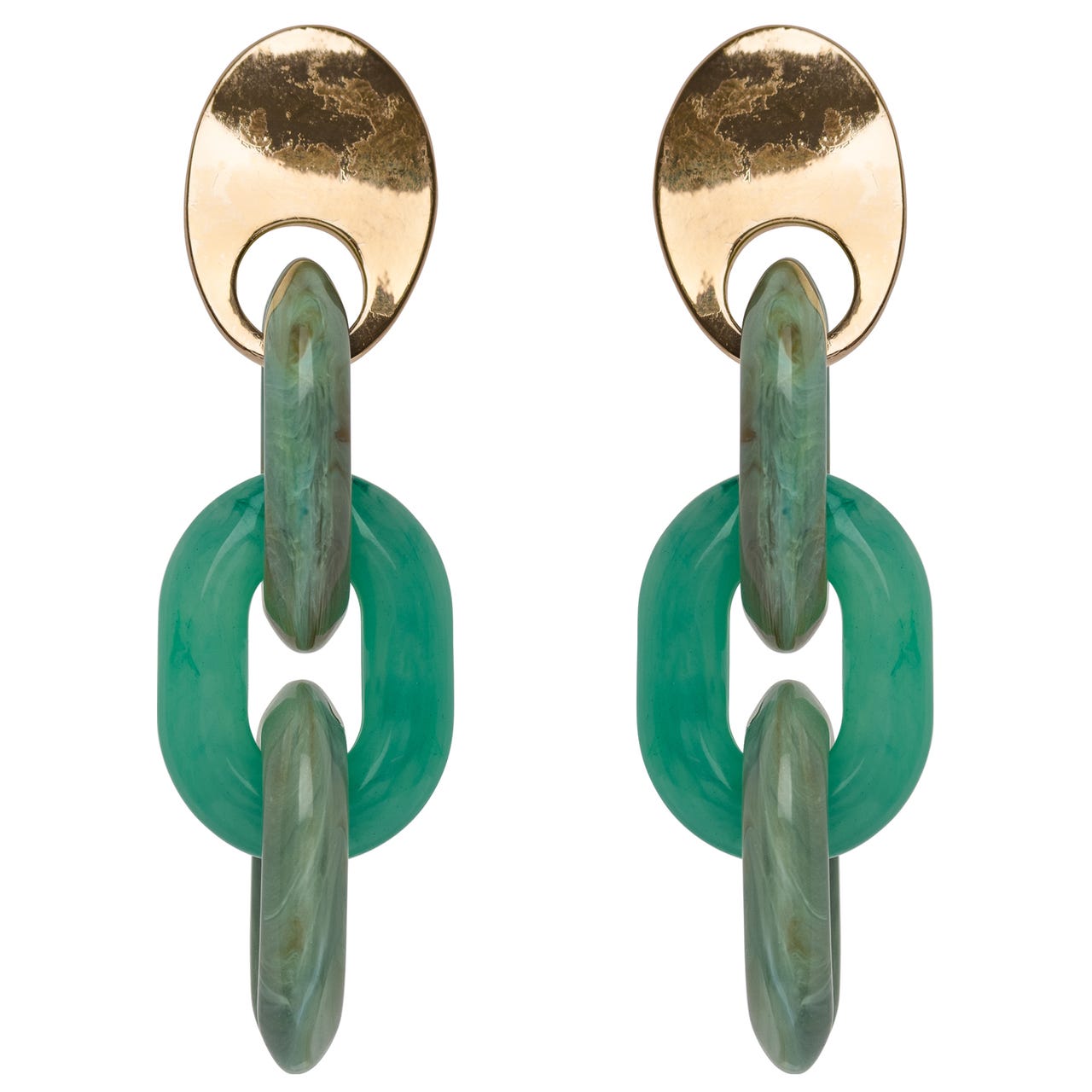 Alice Three Green Marbled Earring